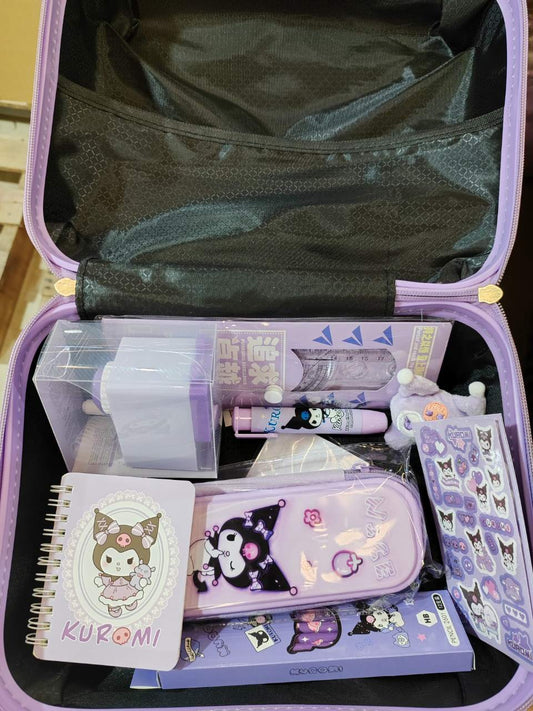Purple kuromi suitcase with stationery
