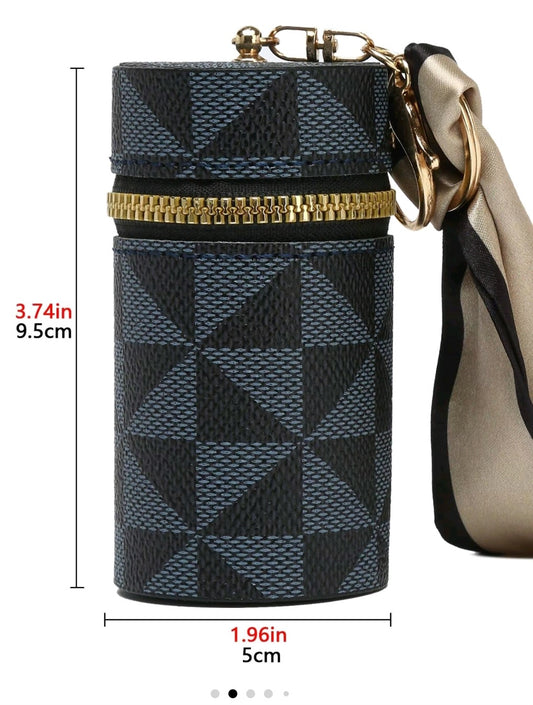 Blue lipstick or lip gloss keychain holder