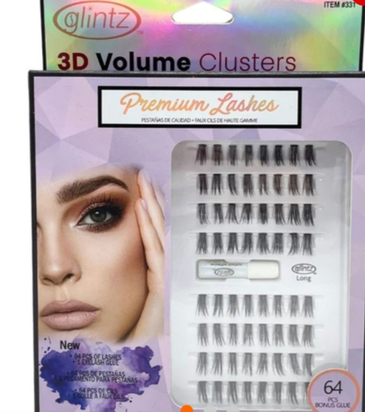 Clustered lashes with glue