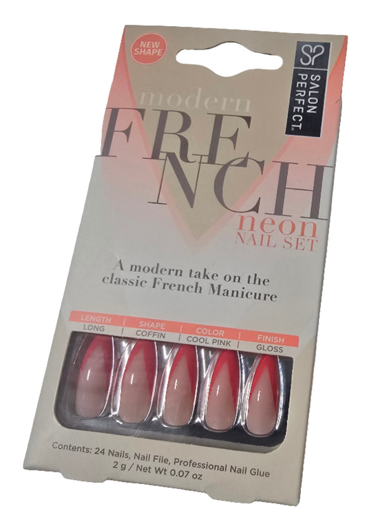 Orange coffin french nails
