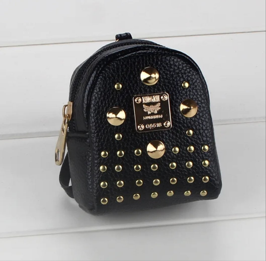 Black coin backpack. Keychain