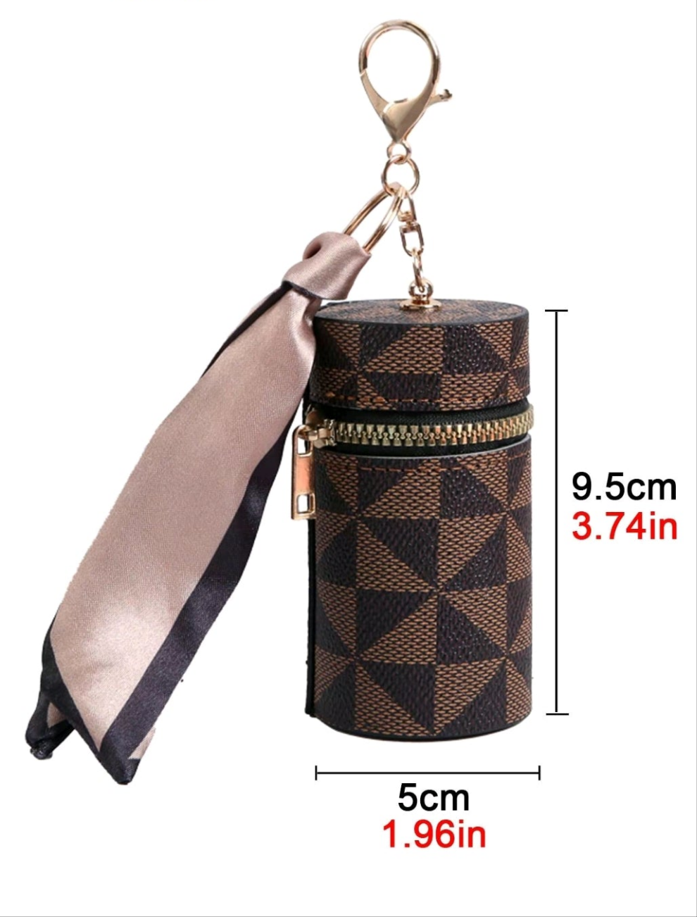 Brown leather lipstick lips gloss keychain