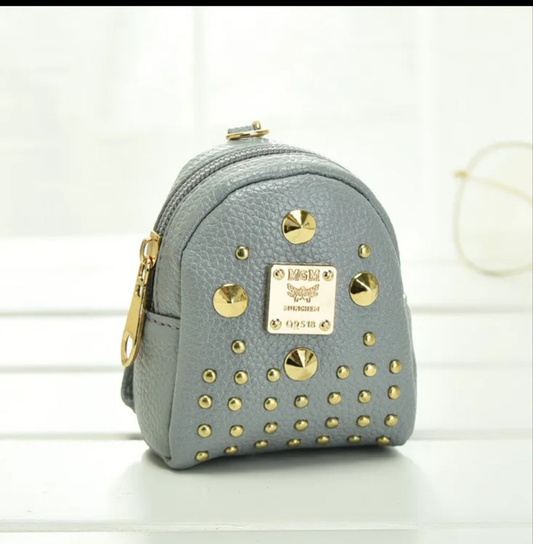 Gray coin backpack keychain