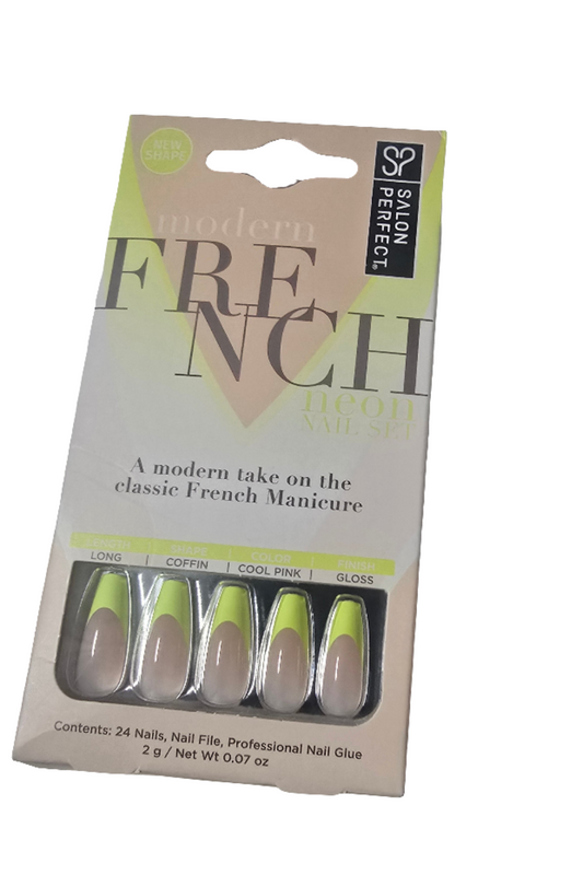 Lime green coffin french nails