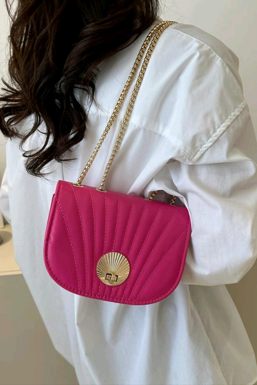 Pink flip crossbody, shoulder purse.