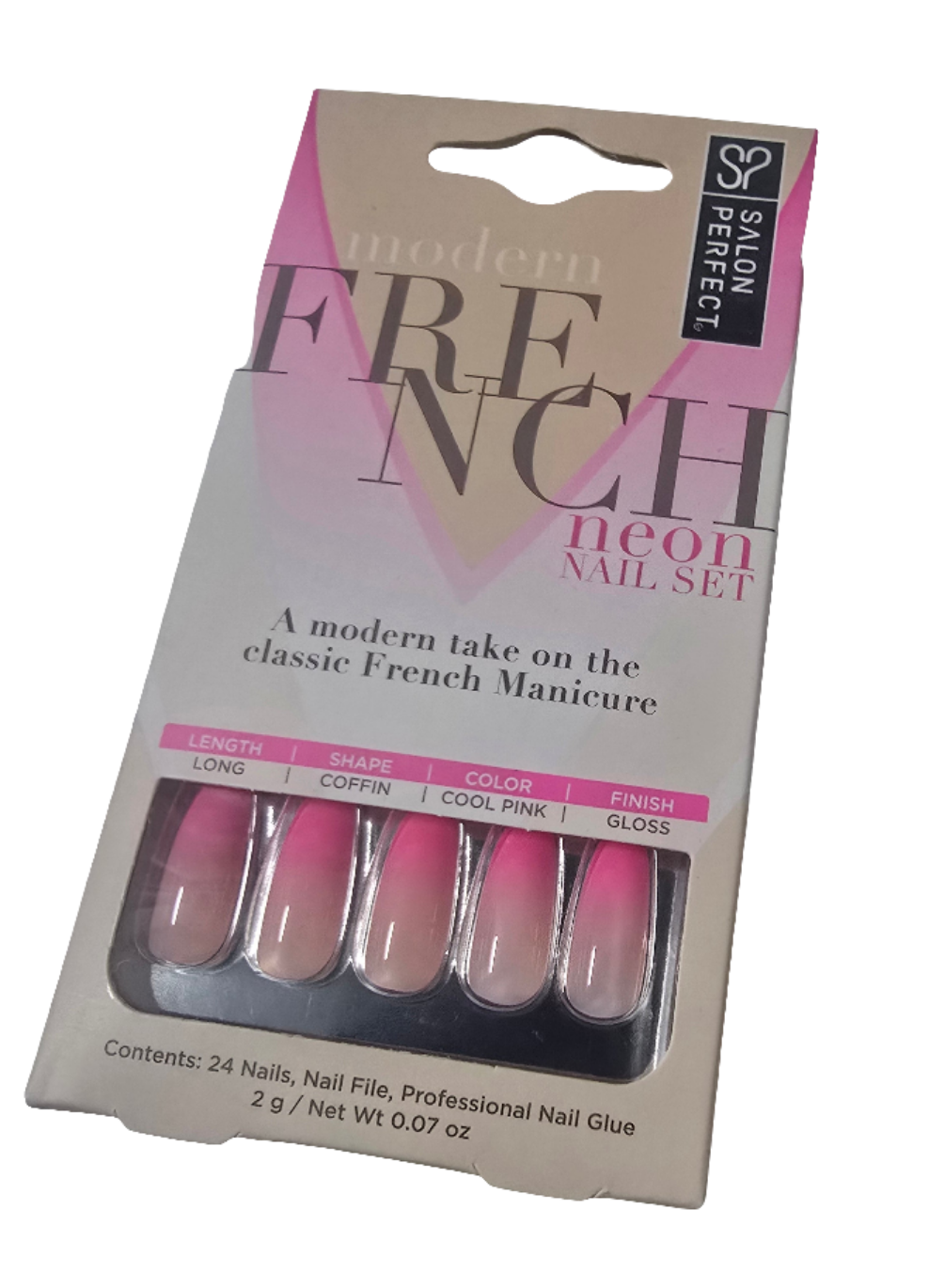 Pink coffin french nails