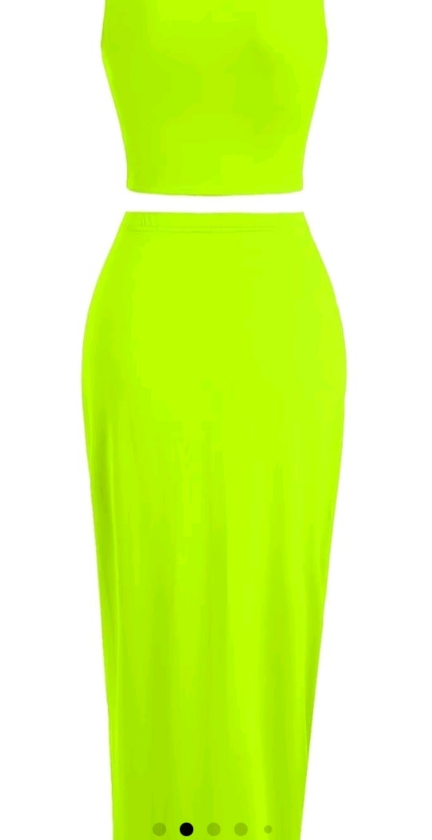 Medium  green 2pcs crop tank skirt set with split