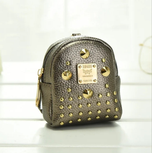 Metallic coin backpack keychain