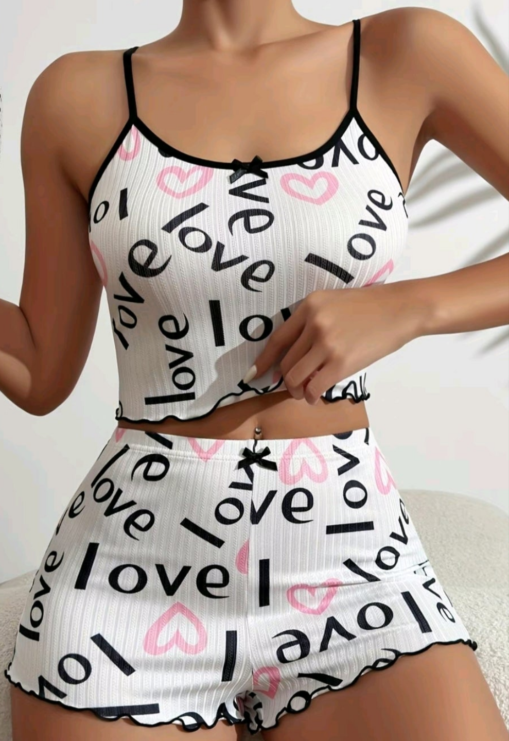 2pcs Large love pj's set