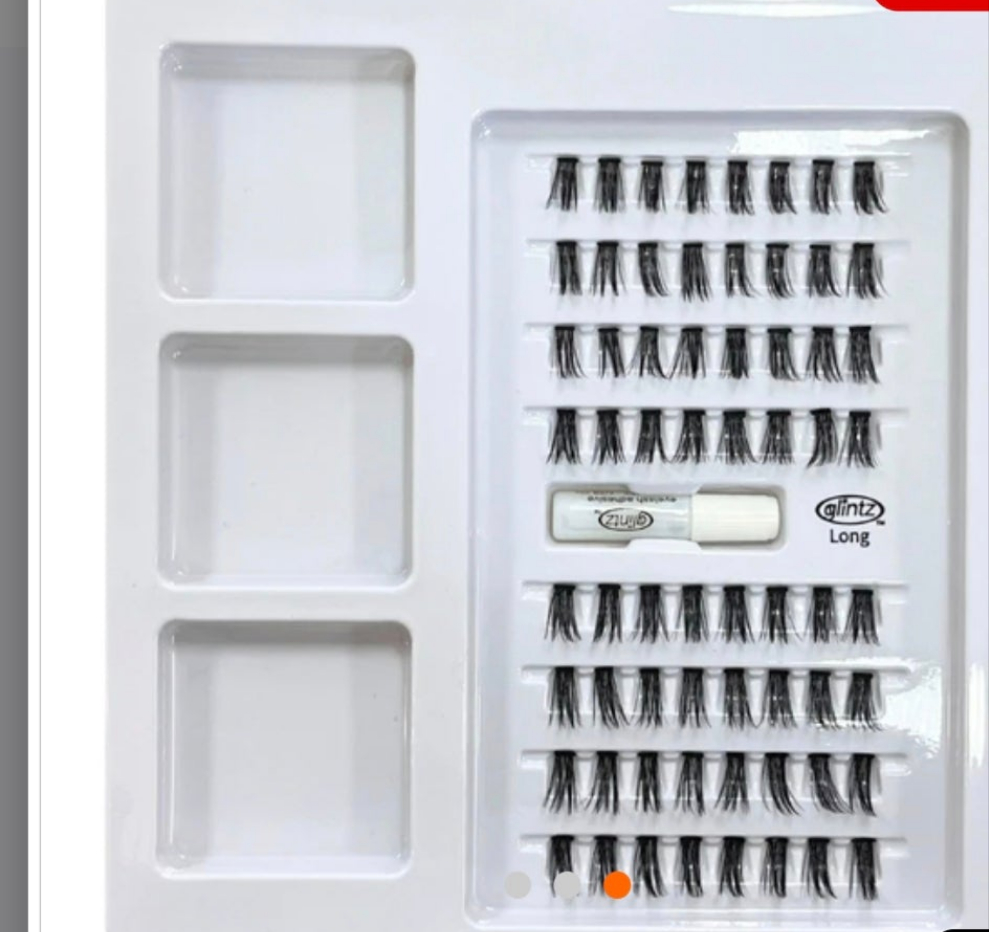 Clustered lashes with glue
