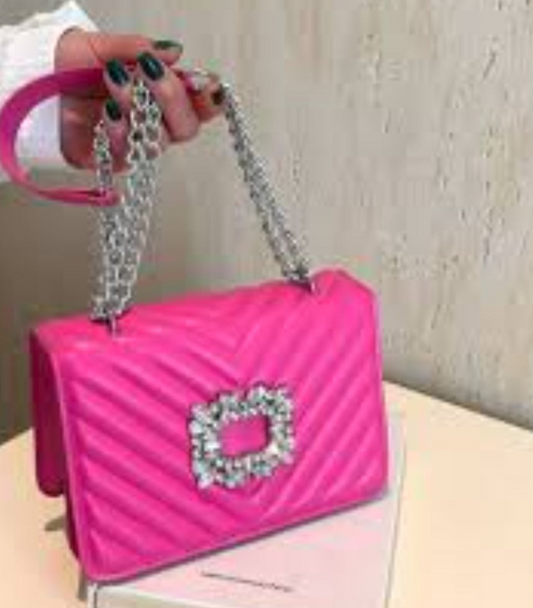 3 sexy rhymestone, purses, body strap pink, black and white.