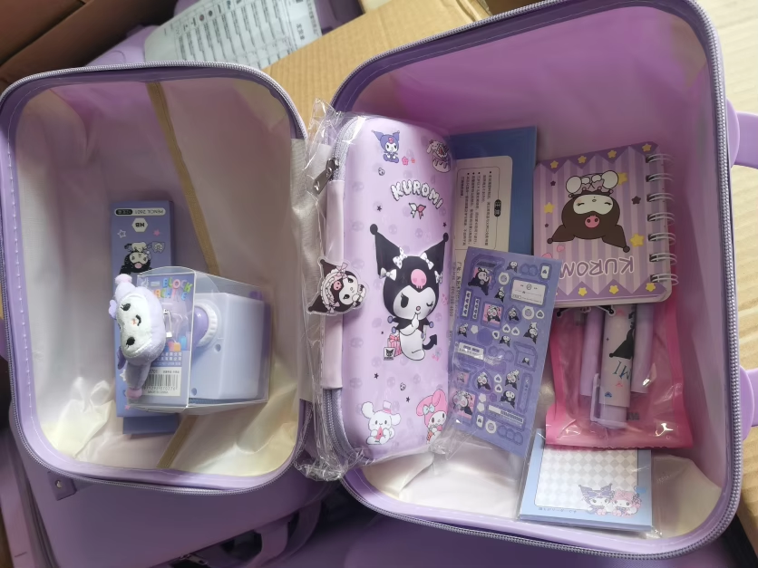 Custom Name Purple Kuromi Hard Case Stationery Set